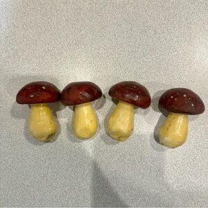 Wooden Red Brown Beige Mushroom Decor Mini Figures